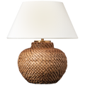 Avedon 12" Cordless Accent Lamp | Natural Rattan | Linen Shade