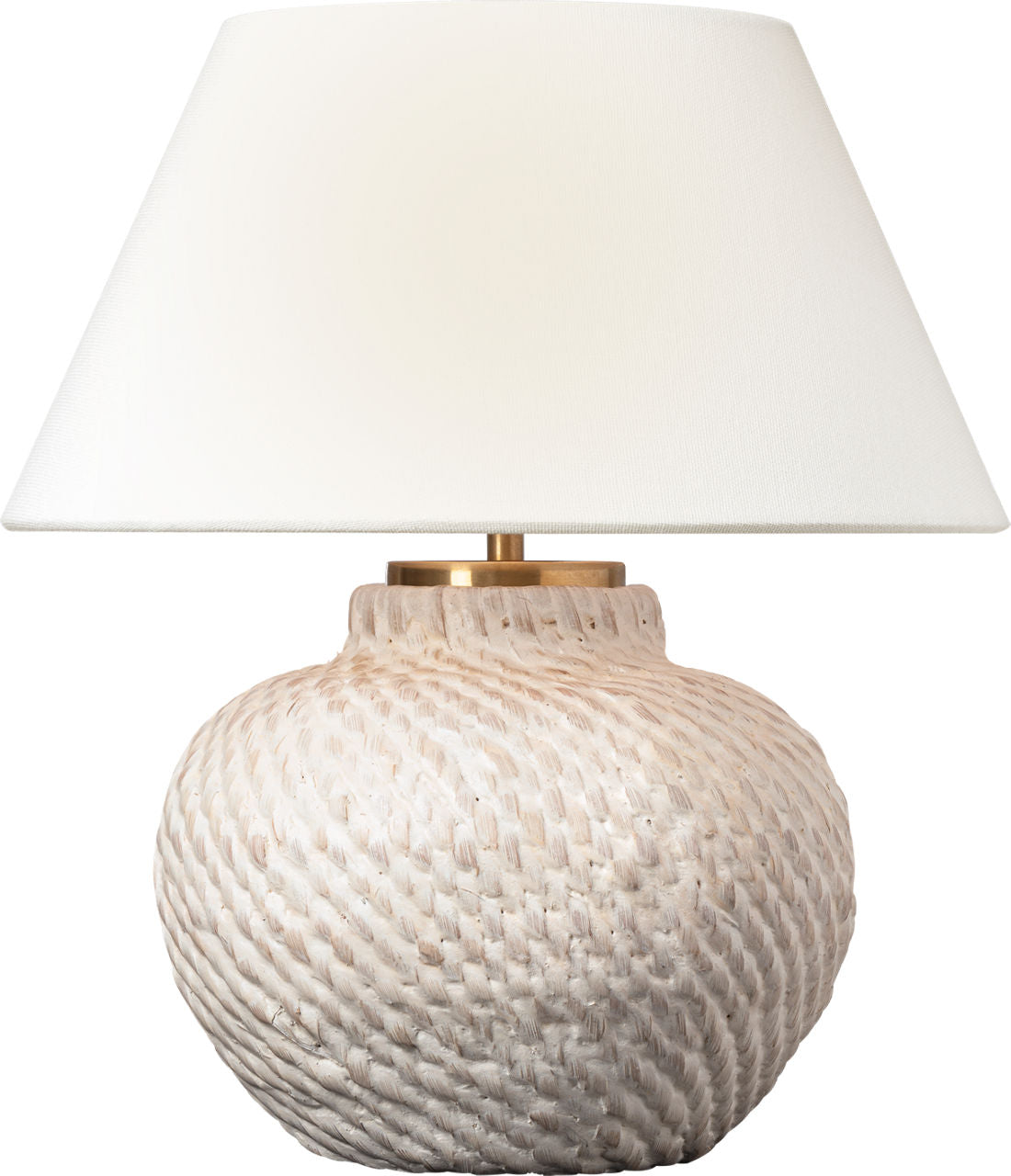 Avedon 12" Cordless Accent Lamp | Plaster White Rattan | Linen Shade