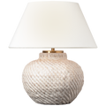 Avedon 12" Cordless Accent Lamp | Plaster White Rattan | Linen Shade