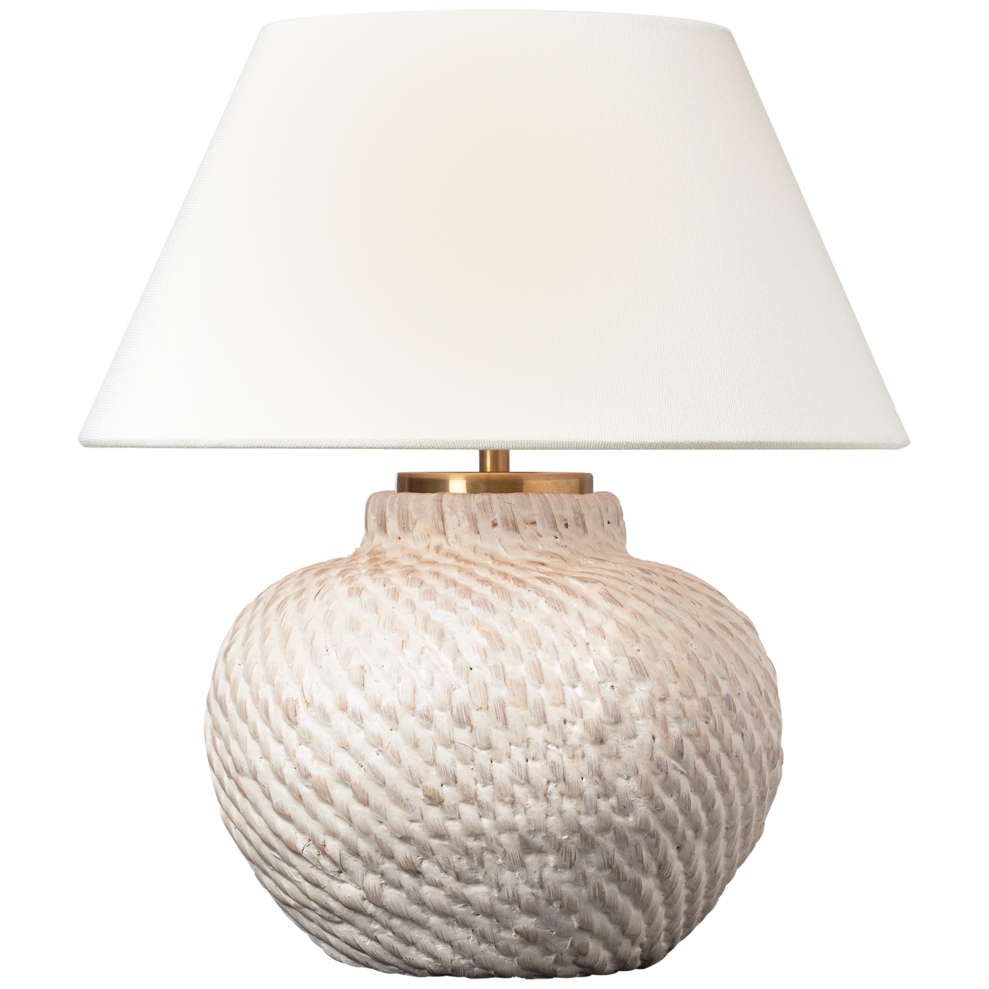 Avedon 12" Cordless Accent Lamp | Plaster White Rattan | Linen Shade