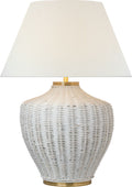 Evie Large Table Lamp | White Wicker | Linen Shade