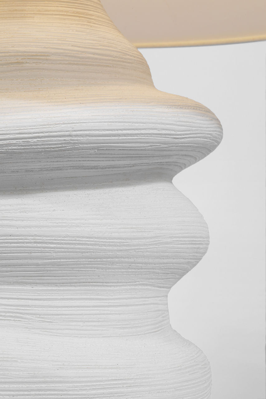 Bingley Medium Organic Table Lamp | Sandy White | Linen Shade