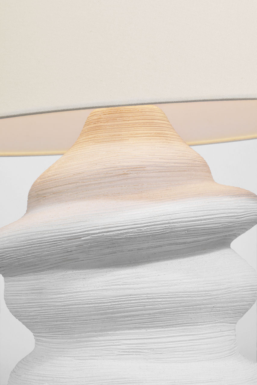 Bingley Medium Organic Table Lamp | Sandy White | Linen Shade