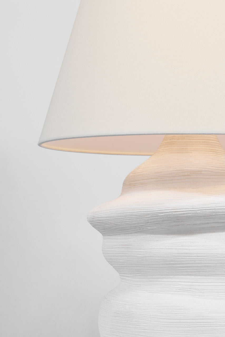 Bingley Medium Organic Table Lamp | Sandy White | Linen Shade