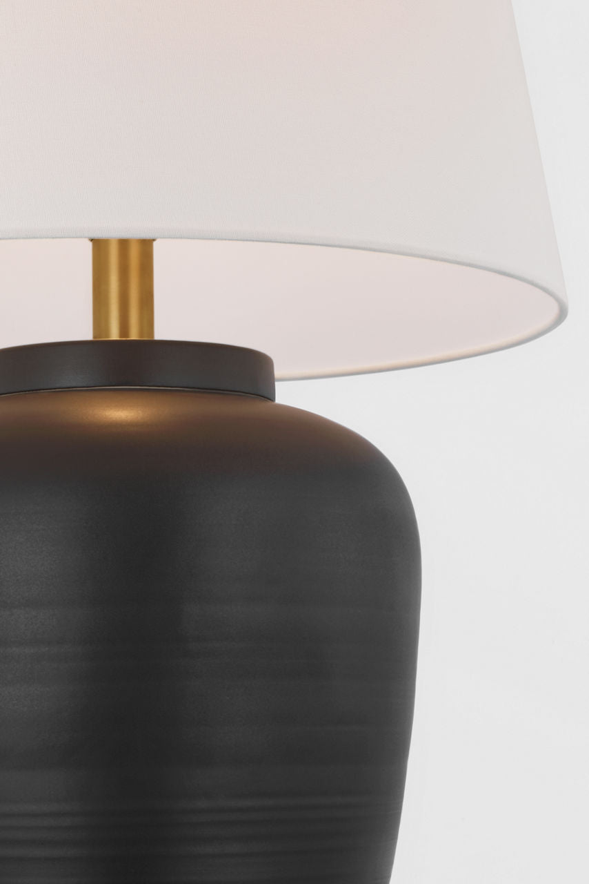 Nora Medium Table Lamp | Matte Black | Linen Shade