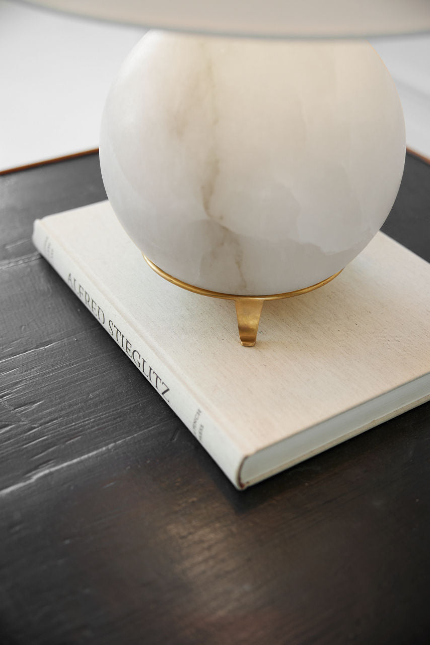 Price Small Table Lamp | Alabaster | Linen Shade