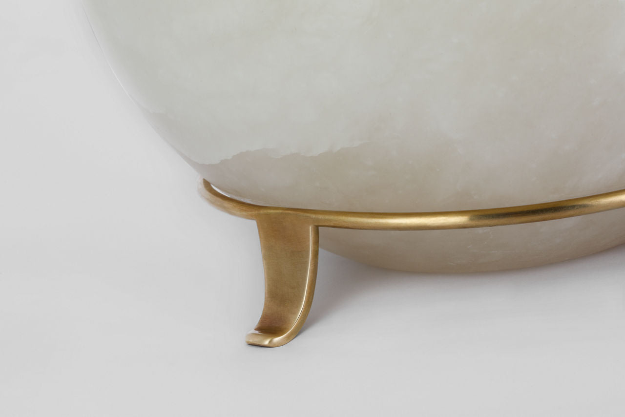 Price Small Table Lamp | Alabaster | Linen Shade