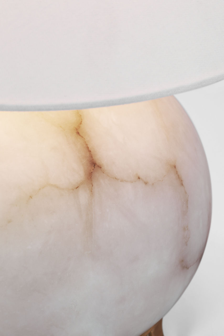 Price Small Table Lamp | Alabaster | Linen Shade