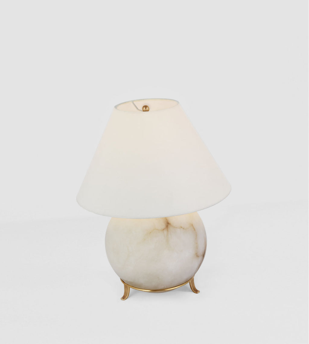 Price Small Table Lamp | Alabaster | Linen Shade