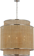 Linley Extra Large Hanging Shade | Polished Nickel and Natural Rattan Caning