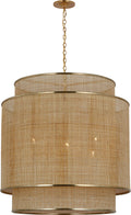 Linley Extra Large Hanging Shade | Soft Brass and Natural Rattan Caning