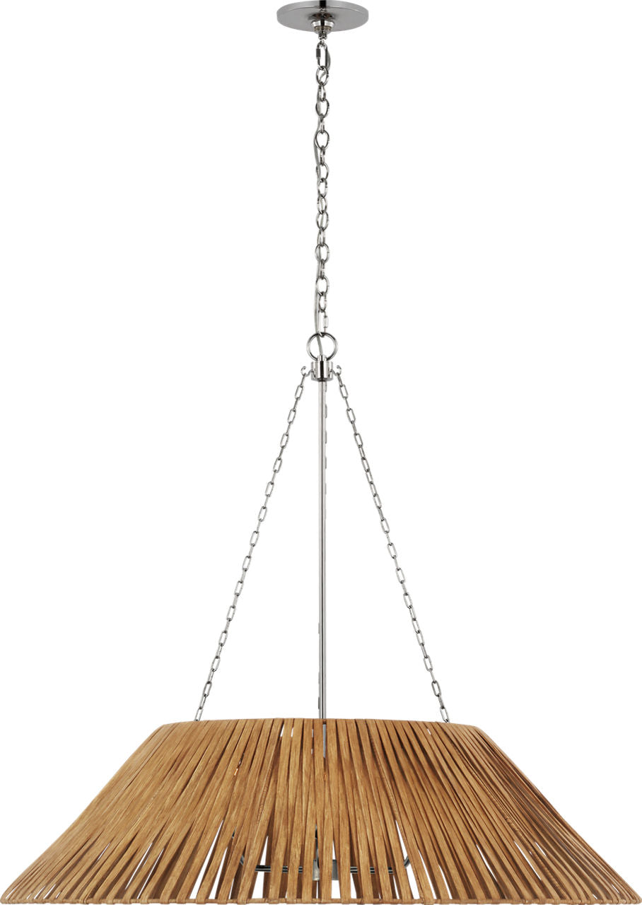 Corinne Extra Large Wrapped Hanging Shade | Polished Nickel | Natural Wicker Shade