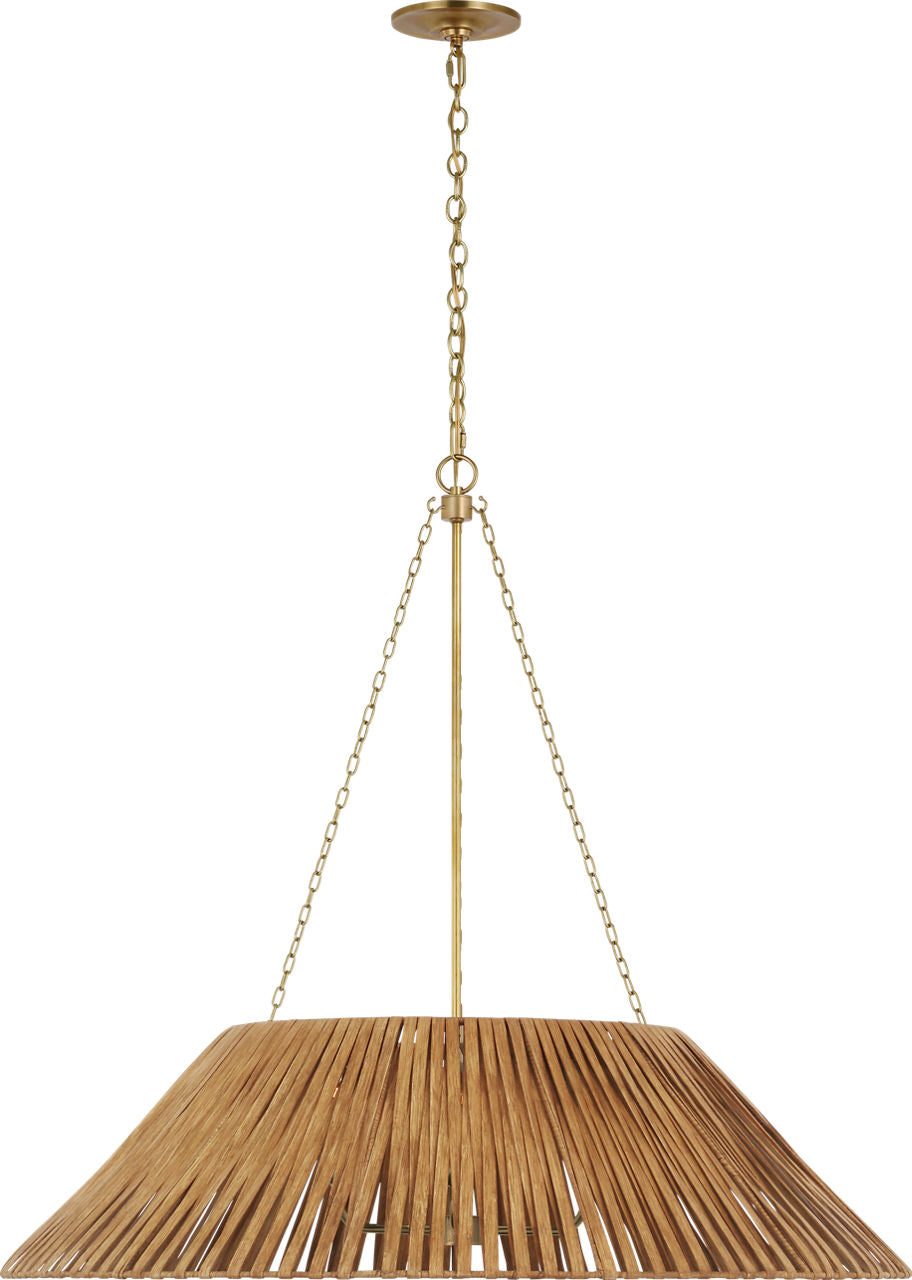 Corinne Extra Large Wrapped Hanging Shade | Soft Brass | Natural Wicker Shade