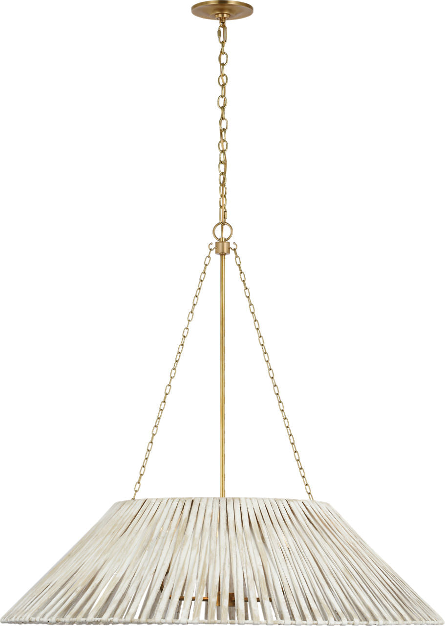 Corinne Extra Large Wrapped Hanging Shade | Soft Brass | White Wicker Shade