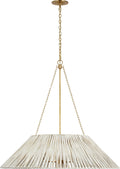 Corinne Extra Large Wrapped Hanging Shade | Soft Brass | White Wicker Shade