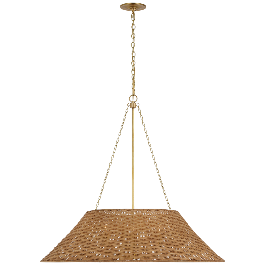 Corinne Extra Large Woven Hanging Shade | Soft Brass | Natural Wicker Shade