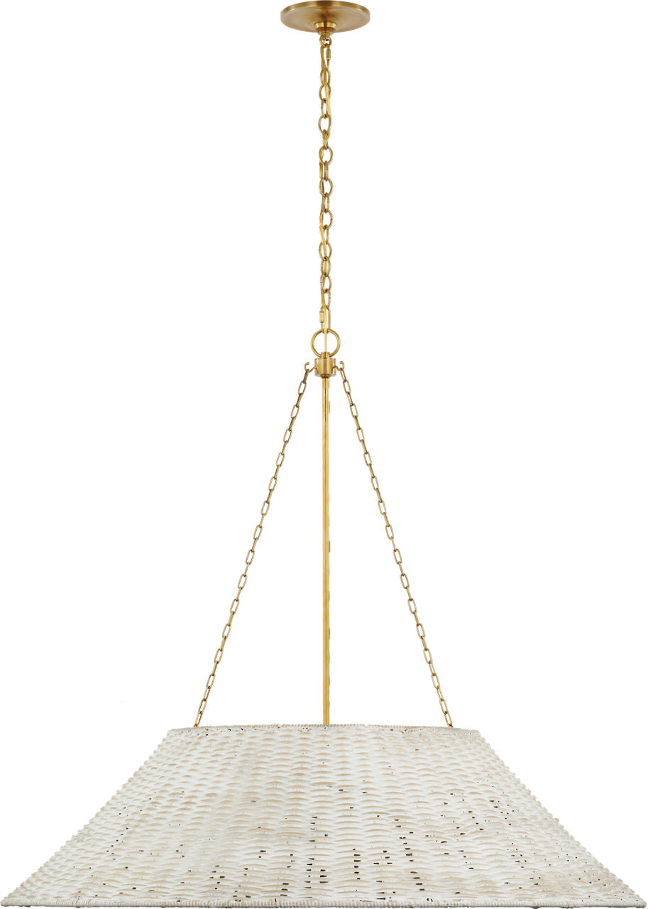 Corinne Extra Large Woven Hanging Shade | Soft Brass | White Wicker Shade
