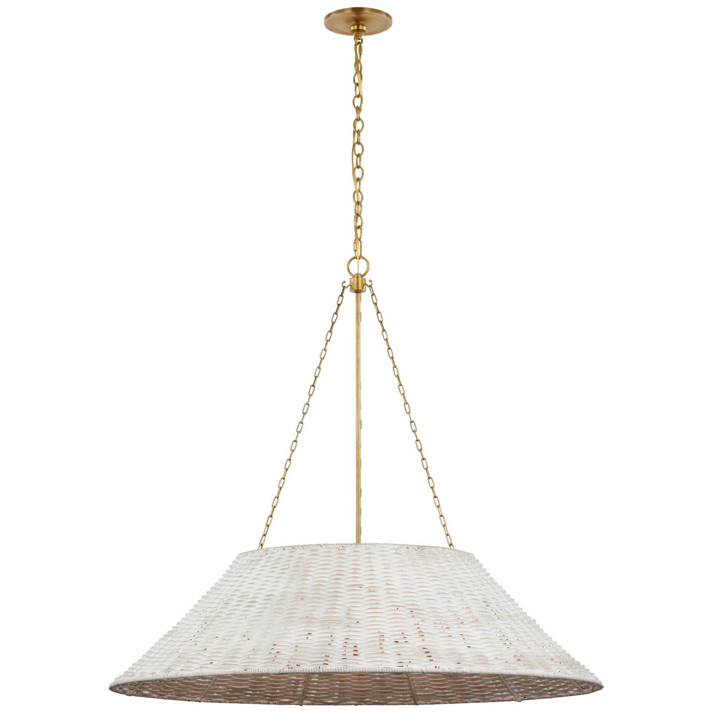 Corinne Extra Large Woven Hanging Shade | Soft Brass | White Wicker Shade