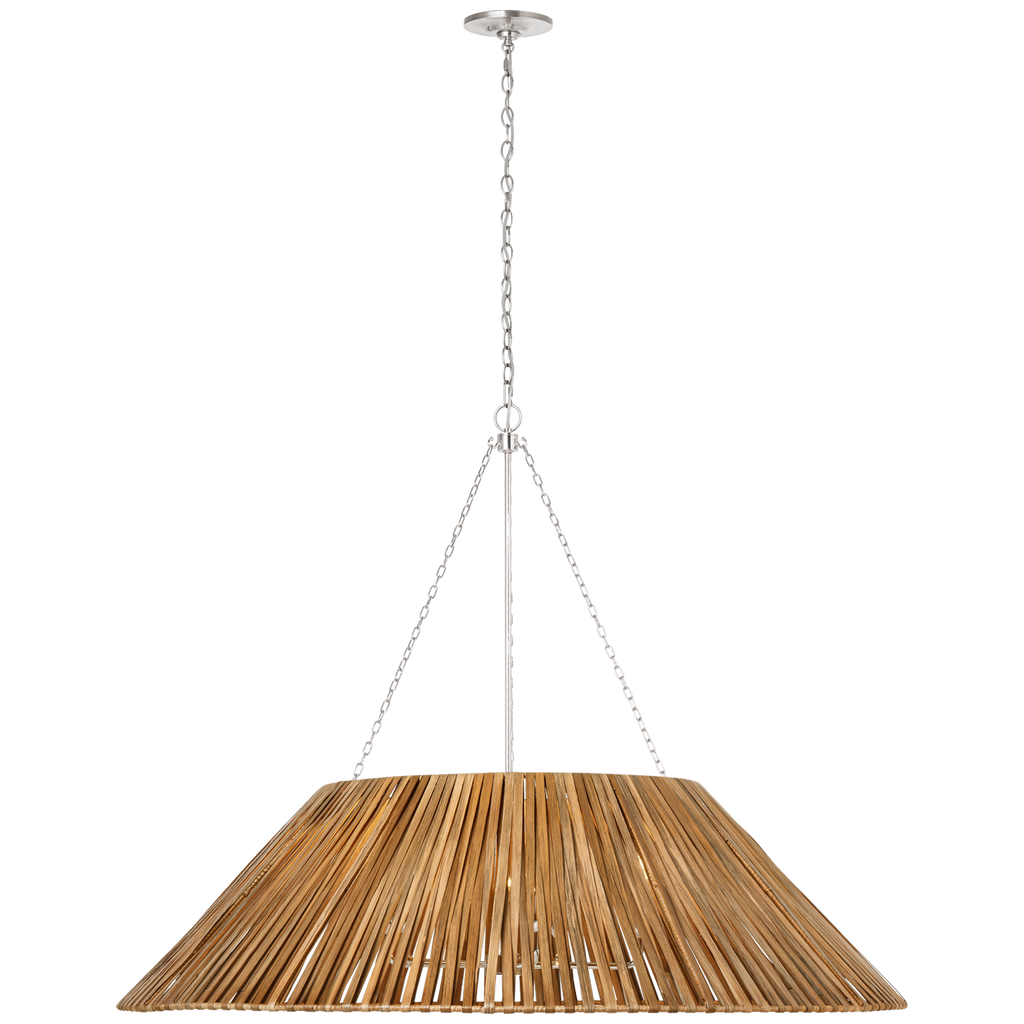 Corinne 44" Wrapped Hanging Shade | Polished Nickel | Natural Wicker Shade
