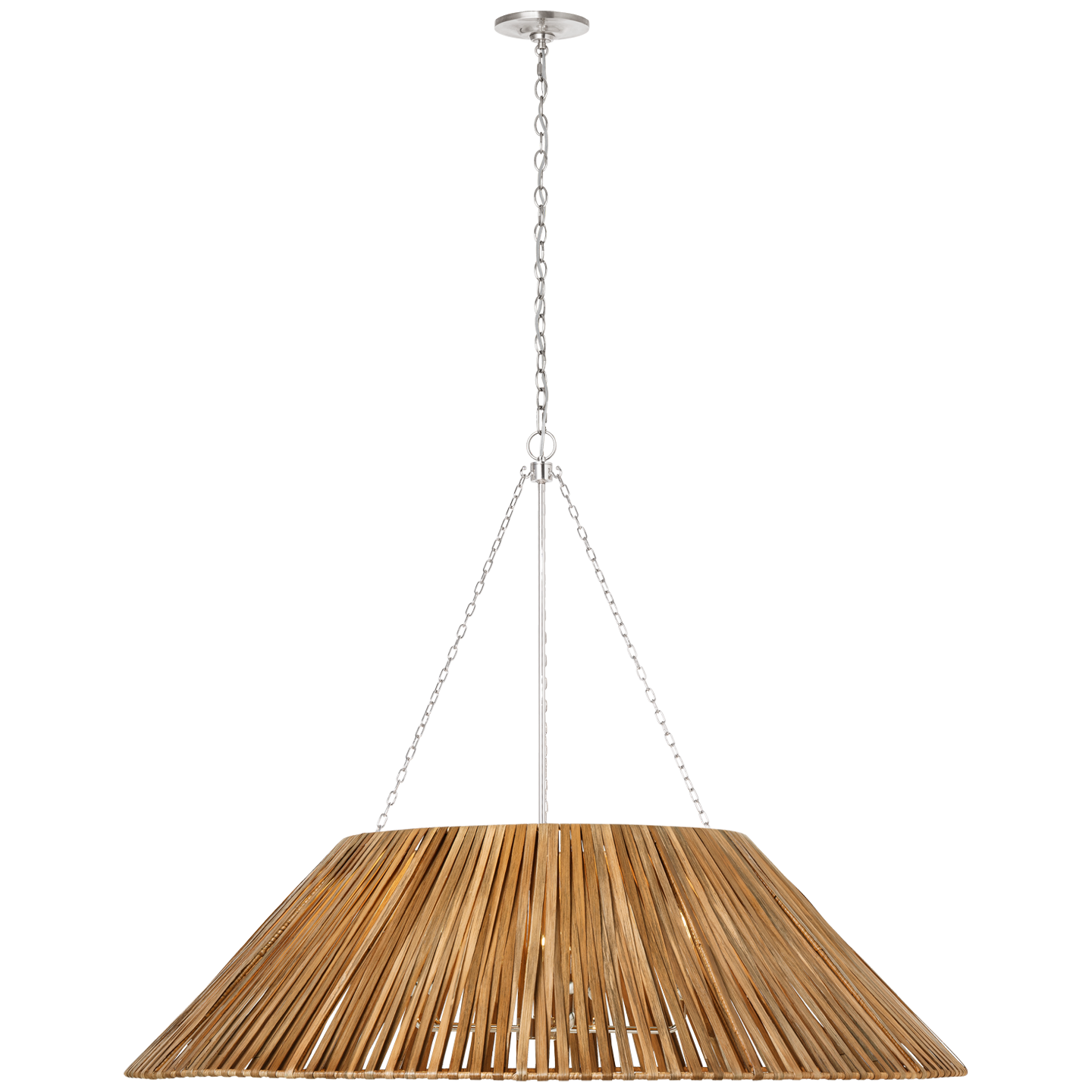 Corinne 44" Wrapped Hanging Shade | Polished Nickel | Natural Wicker Shade