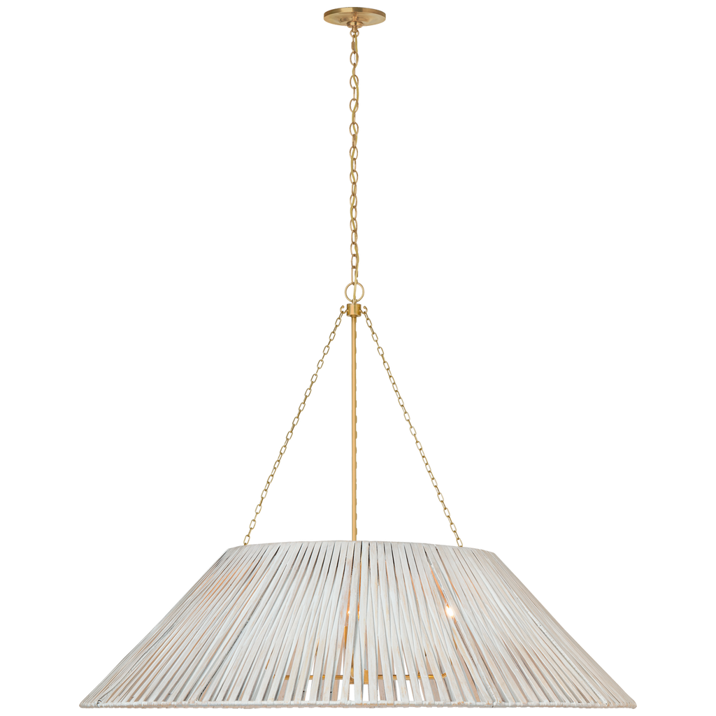 Corinne 44" Wrapped Hanging Shade | Soft Brass | White Wicker Shade
