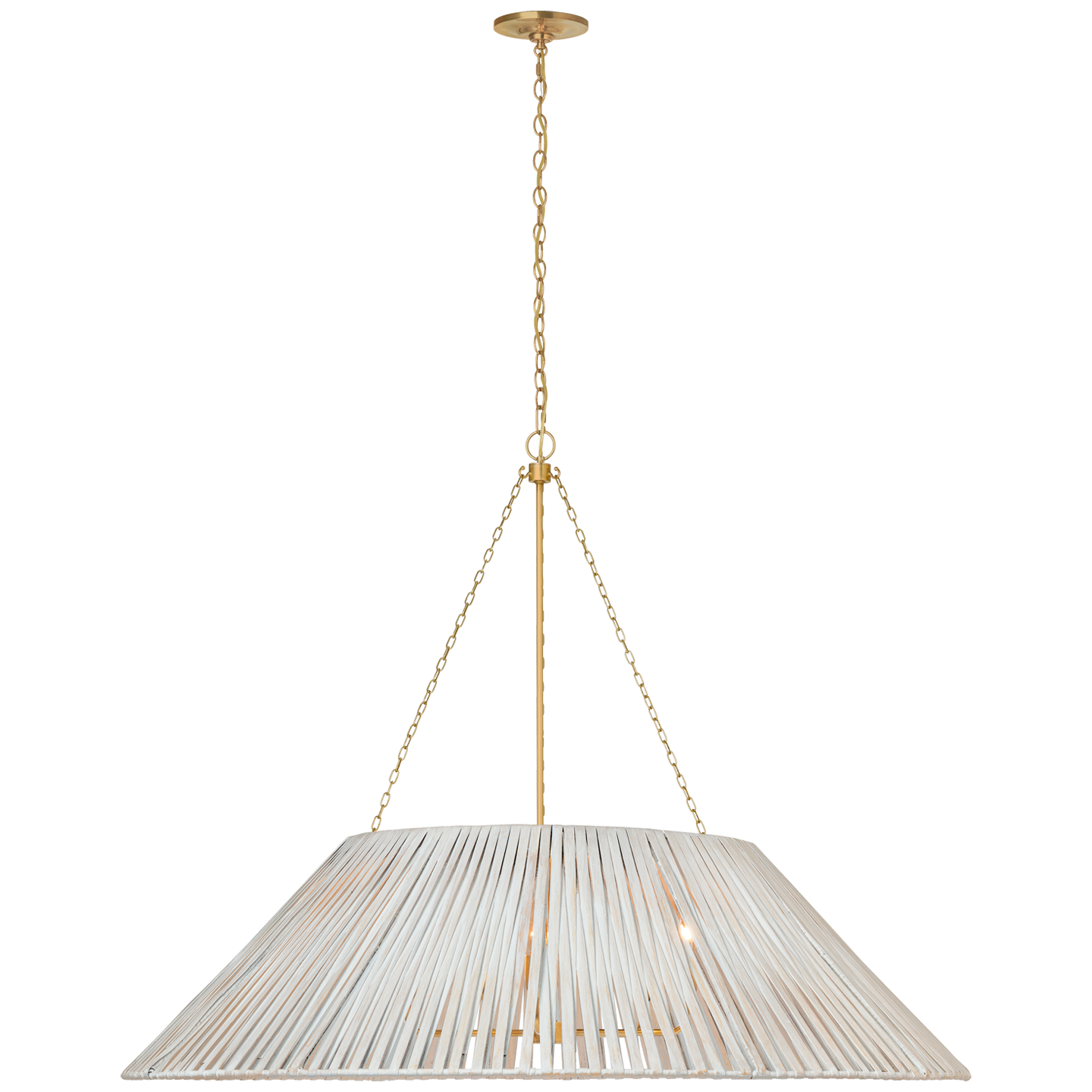 Corinne 44" Wrapped Hanging Shade | Soft Brass | White Wicker Shade