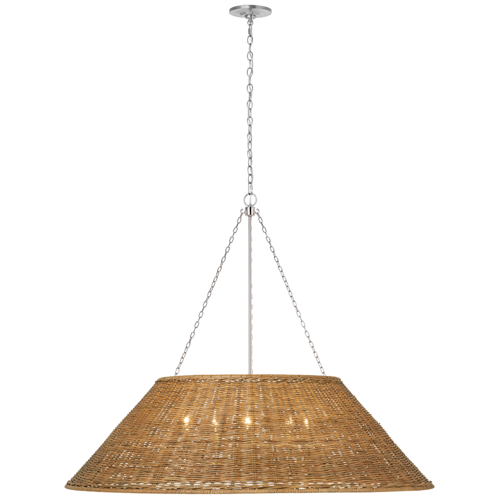 Corinne 44" Woven Hanging Shade | Polished Nickel | Natural Wicker Shade