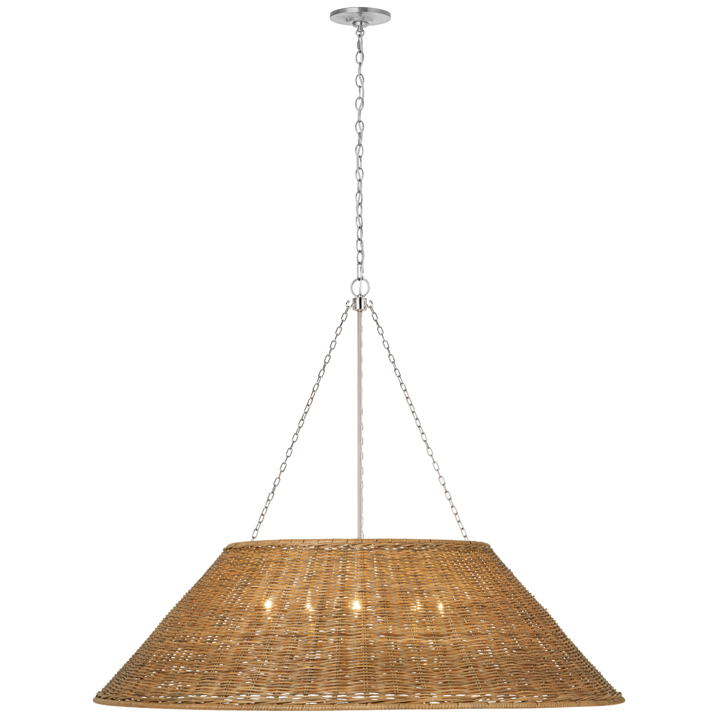 Corinne 44" Woven Hanging Shade | Polished Nickel | Natural Wicker Shade