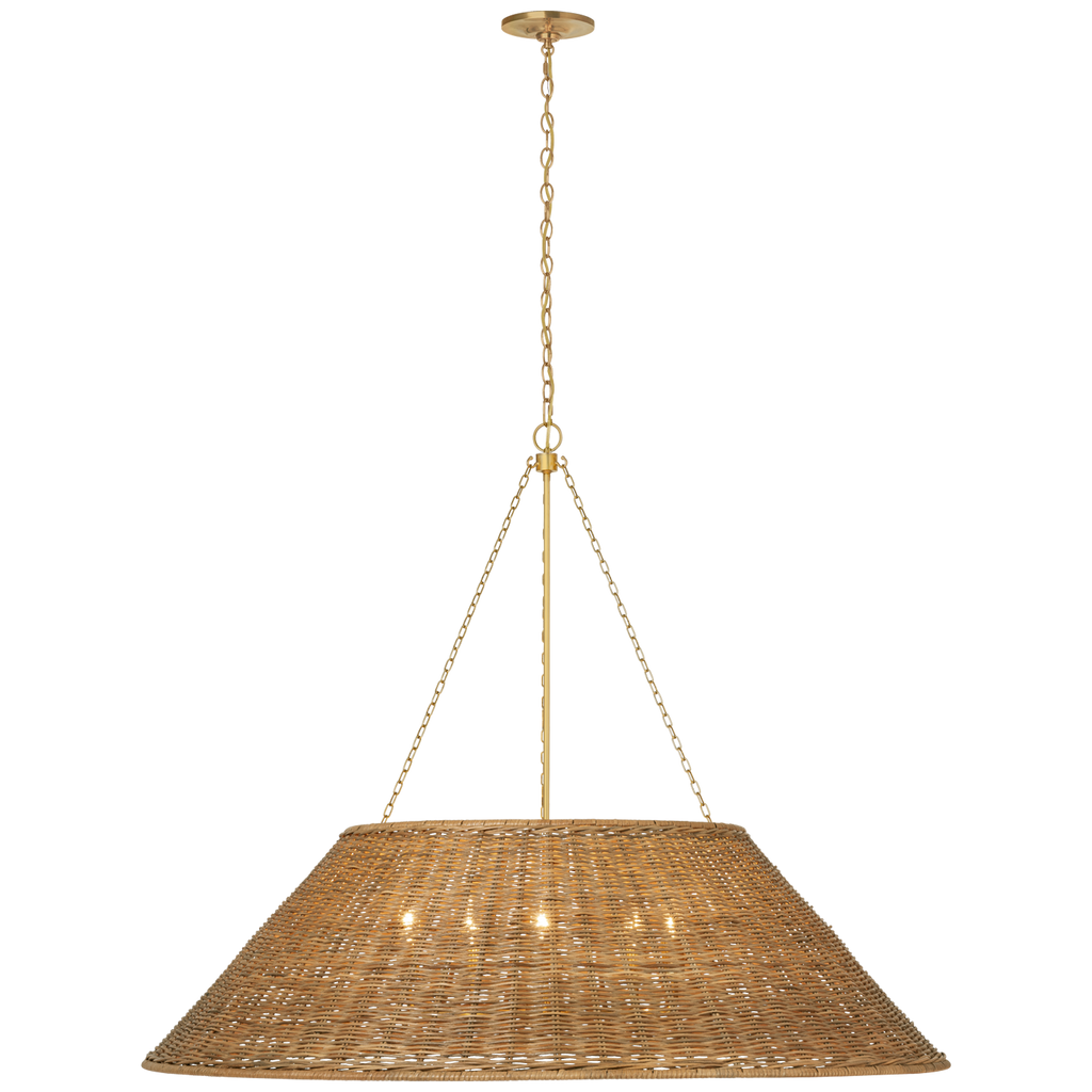 Corinne 44" Woven Hanging Shade | Soft Brass | Natural Wicker Shade