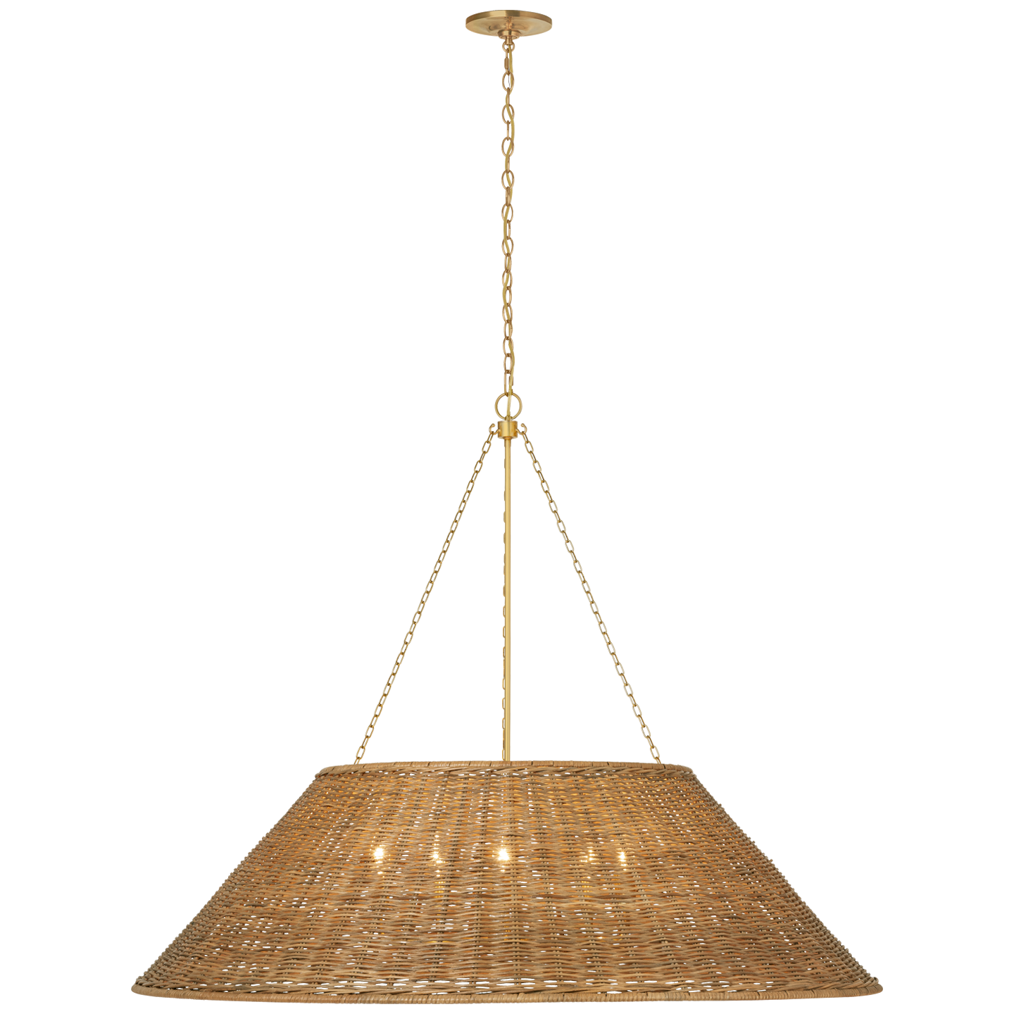 Corinne 44" Woven Hanging Shade | Soft Brass | Natural Wicker Shade