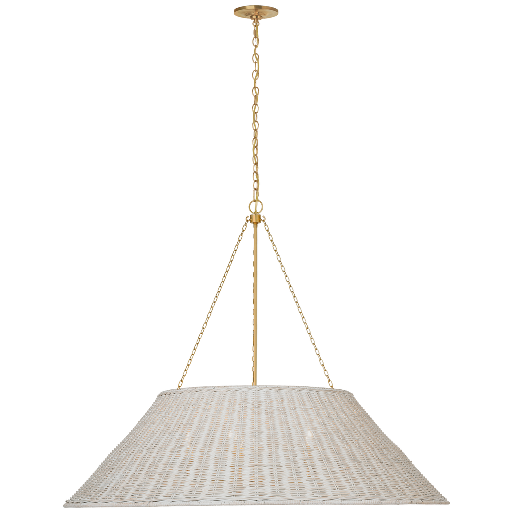 Corinne 44" Woven Hanging Shade | Soft Brass | White Wicker Shade
