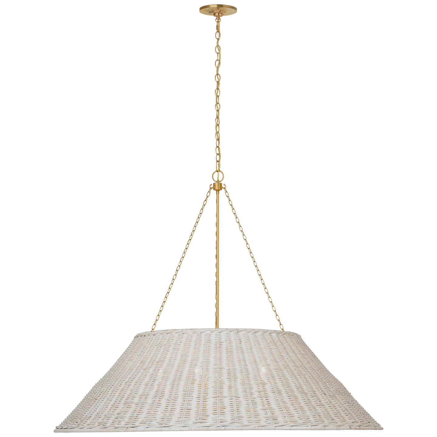 Corinne 44" Woven Hanging Shade | Soft Brass | White Wicker Shade