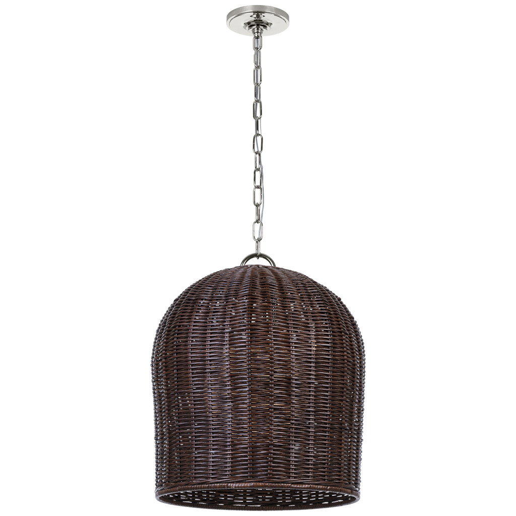 Nancy 18" Woven Hanging Shade | Polished Nickel | Espresso Wicker Shade