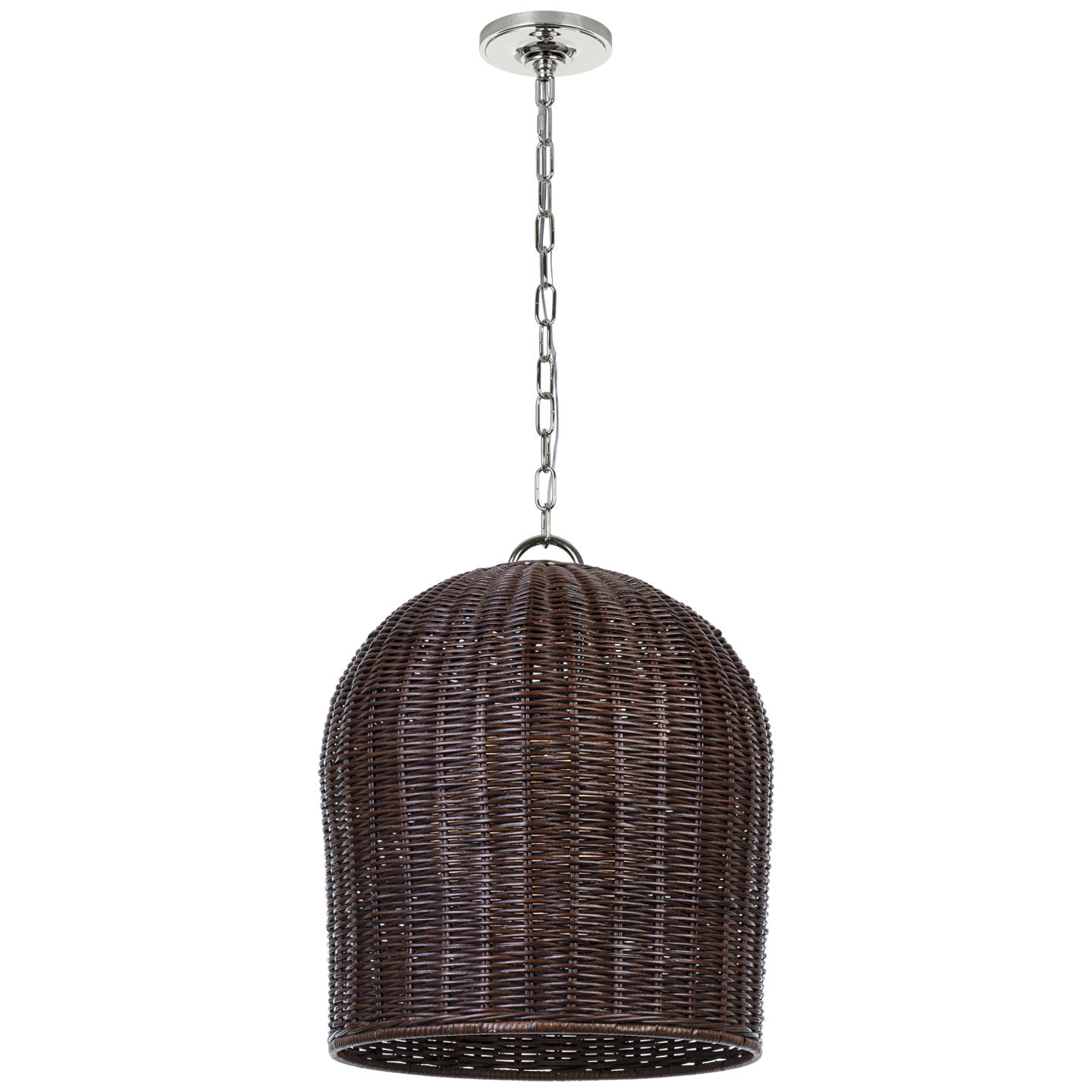 Nancy 18" Woven Hanging Shade | Polished Nickel | Espresso Wicker Shade