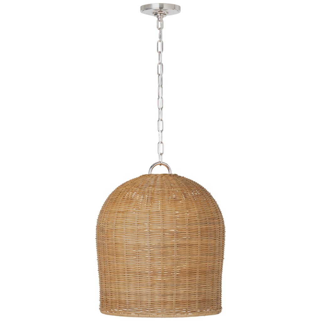 Nancy 18" Woven Hanging Shade | Polished Nickel | Natural Wicker Shade