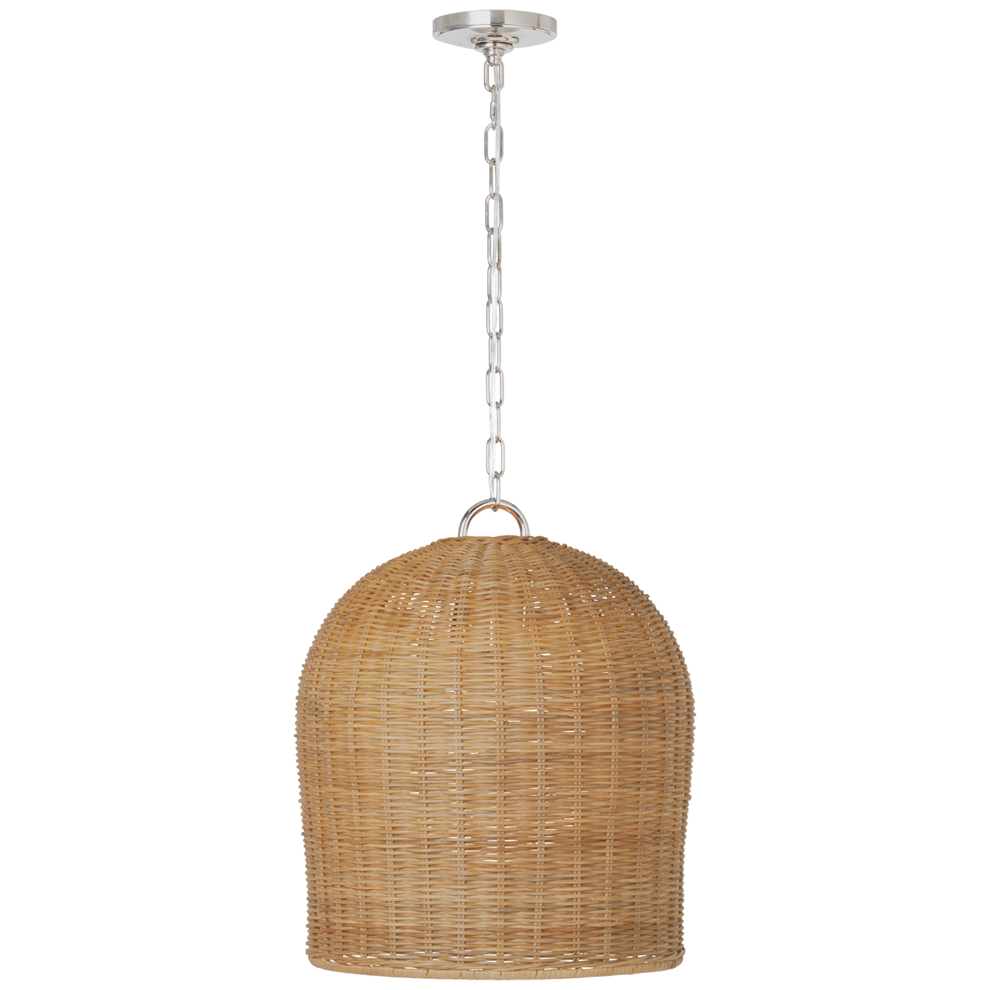 Nancy 18" Woven Hanging Shade | Polished Nickel | Natural Wicker Shade