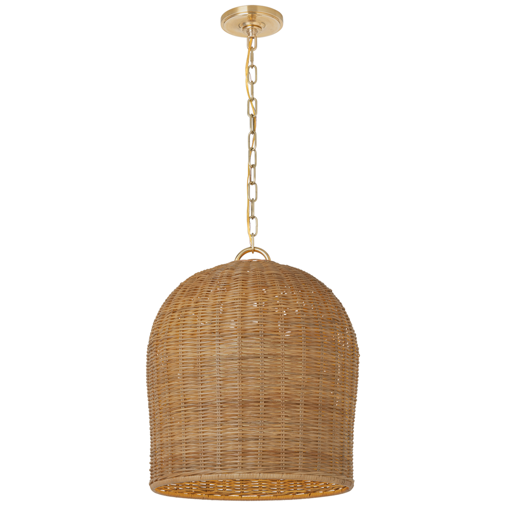 Nancy 18" Woven Hanging Shade | Soft Brass | Natural Wicker Shade
