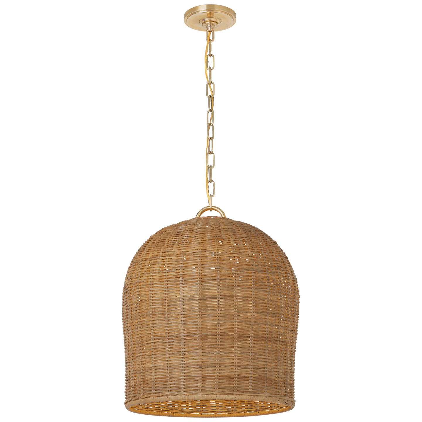 Nancy 18" Woven Hanging Shade | Soft Brass | Natural Wicker Shade