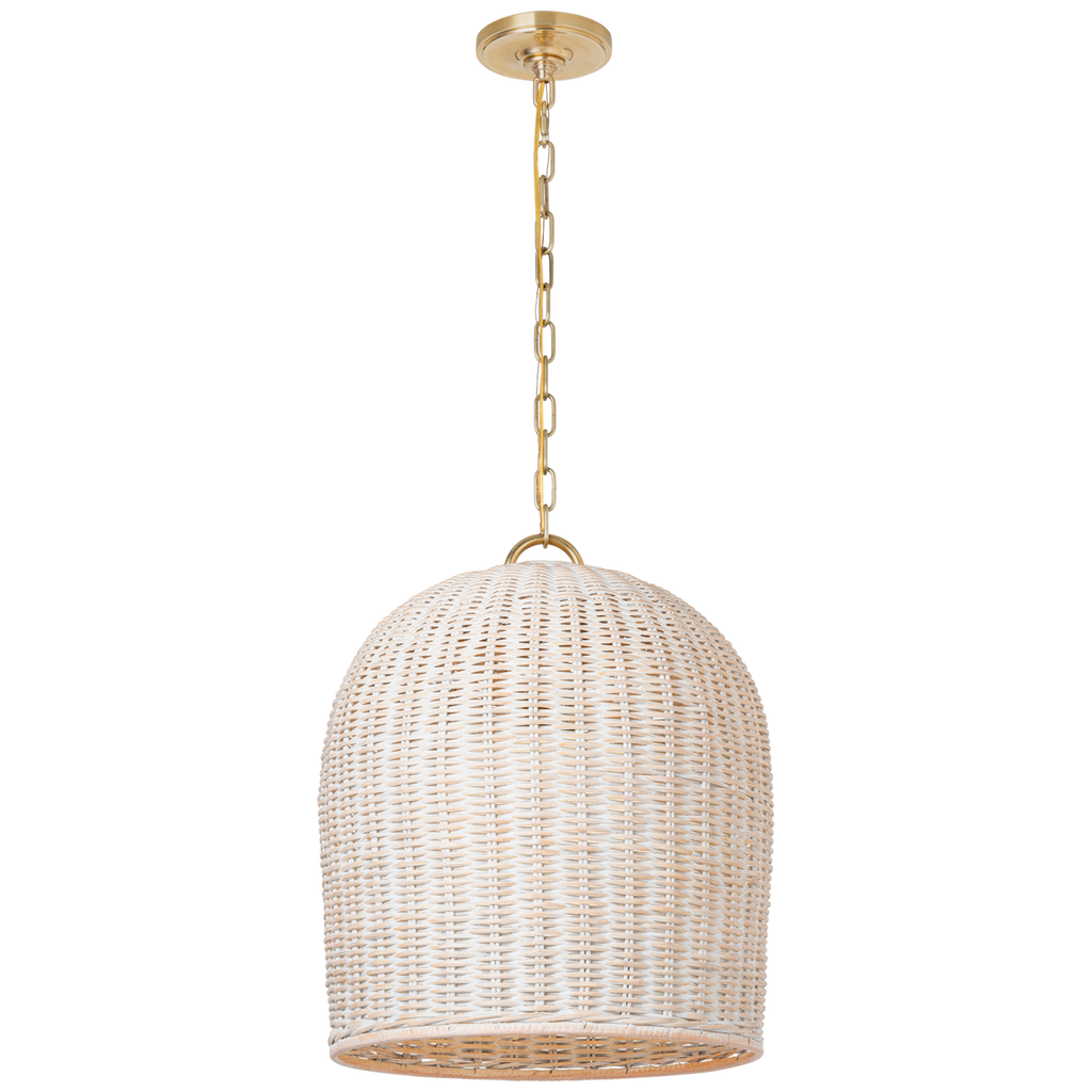 Nancy 18" Woven Hanging Shade | Soft Brass | White Wicker Shade