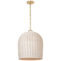 Nancy 18" Woven Hanging Shade | Soft Brass | White Wicker Shade