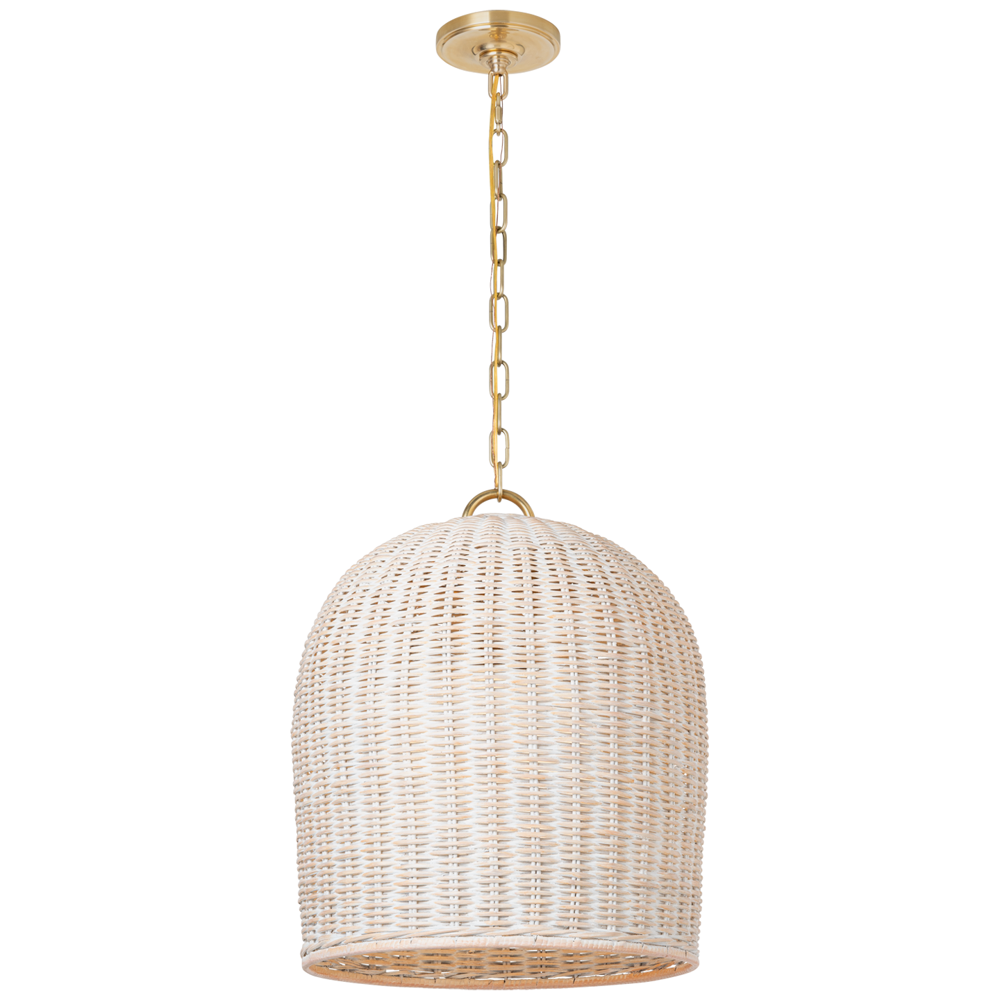 Nancy 18" Woven Hanging Shade | Soft Brass | White Wicker Shade