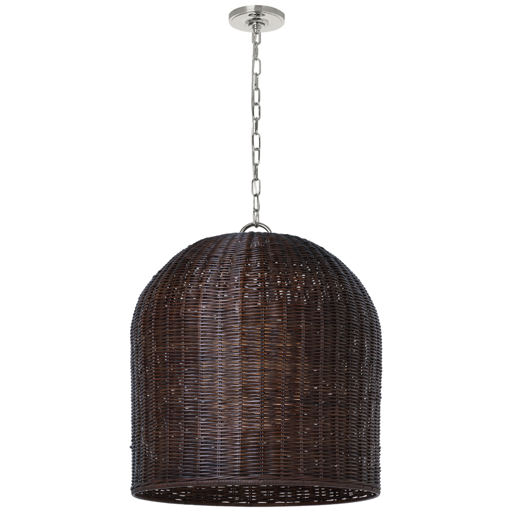 Nancy 25" Woven Hanging Shade | Polished Nickel | Espresso Wicker Shade