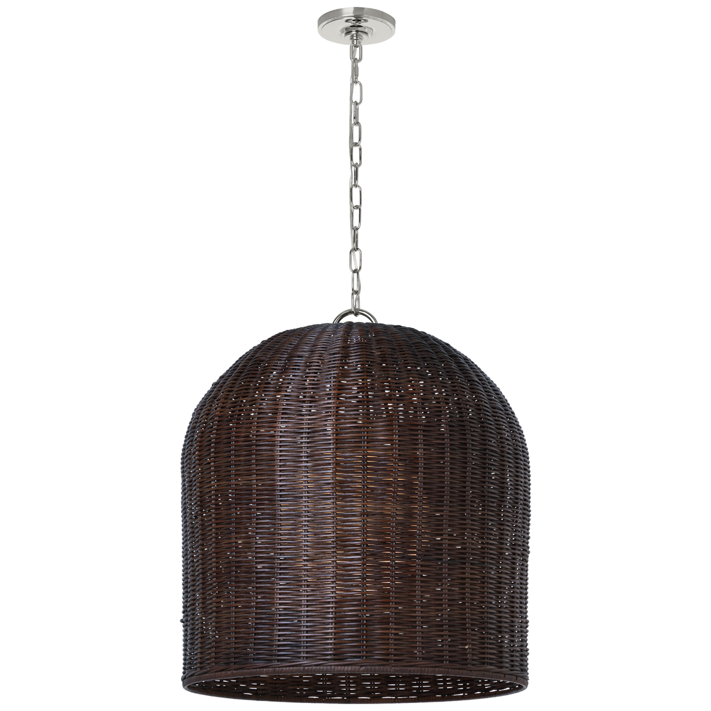 Nancy 25" Woven Hanging Shade | Polished Nickel | Espresso Wicker Shade