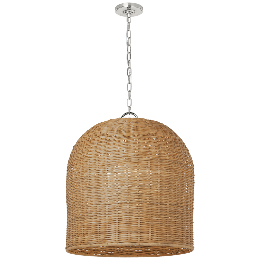 Nancy 25" Woven Hanging Shade | Polished Nickel | Natural Wicker Shade