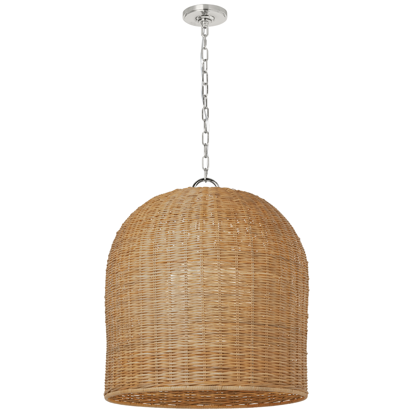 Nancy 25" Woven Hanging Shade | Polished Nickel | Natural Wicker Shade