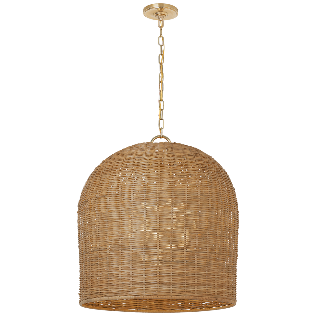 Nancy 25" Woven Hanging Shade | Soft Brass | Natural Wicker Shade