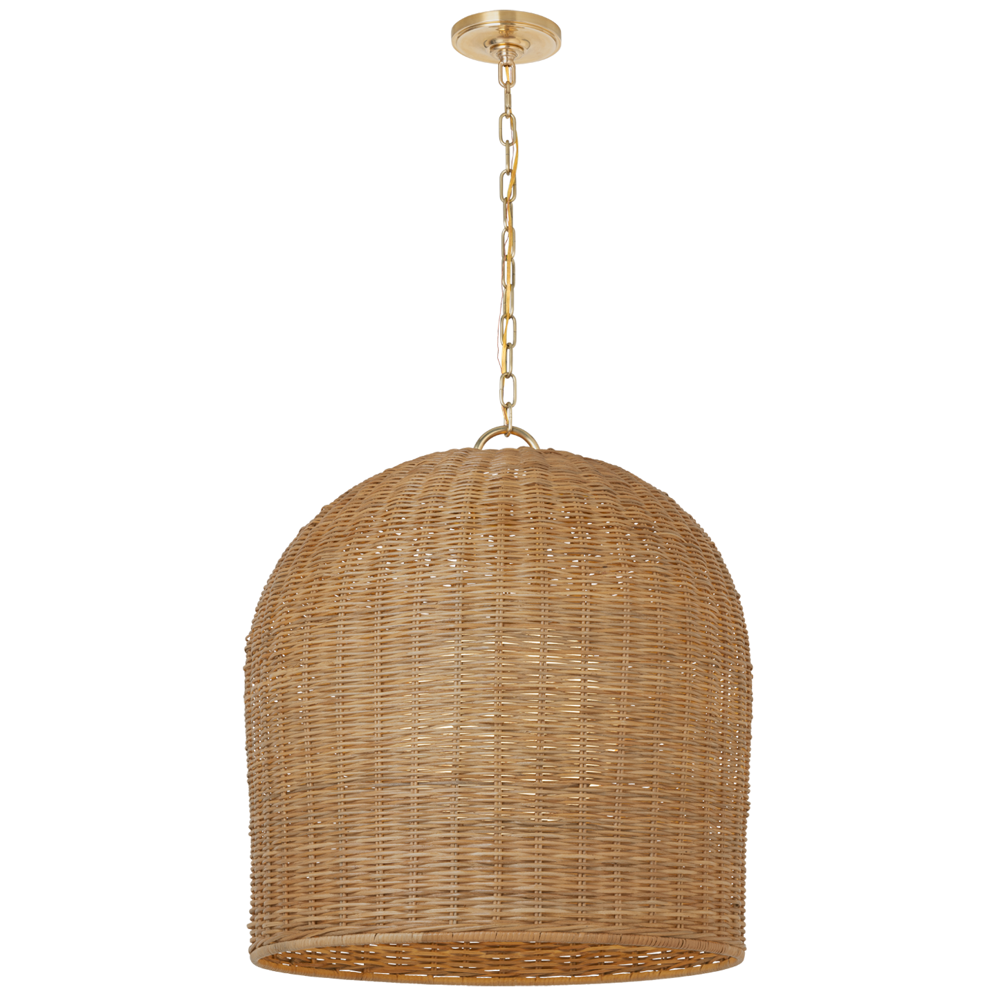 Nancy 25" Woven Hanging Shade | Soft Brass | Natural Wicker Shade
