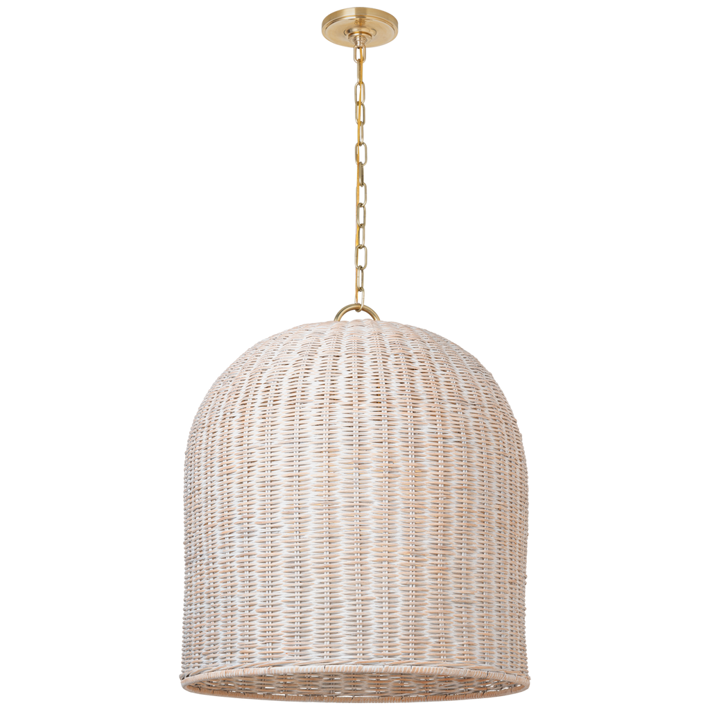Nancy 25" Woven Hanging Shade | Soft Brass | White Wicker Shade