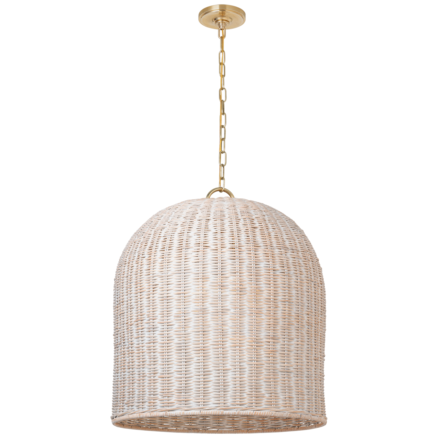 Nancy 25" Woven Hanging Shade | Soft Brass | White Wicker Shade