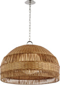 Whit Extra Large Dome Hanging Shade | Polished Nickel and Natural Wicker